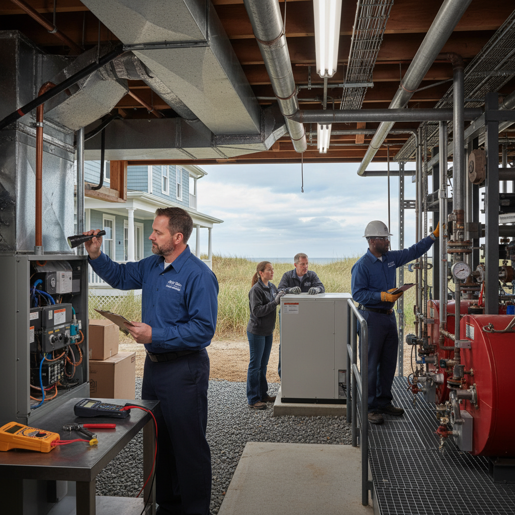 Experienced HVAC technician servicing a residential furnace in South Jersey, ensuring optimal heating for local homes.