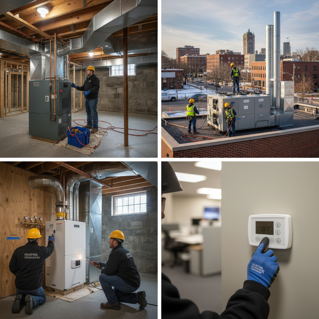 Expert Heating Specialties Inc heating contractor installing a new furnace in a Bridgeton, NJ home.