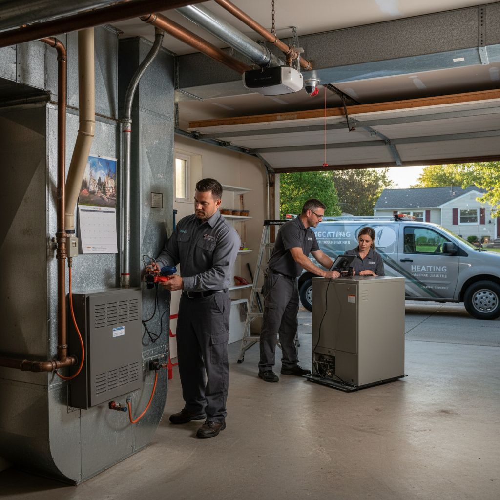 Expert HVAC technician performing heating system maintenance in a South Jersey home.