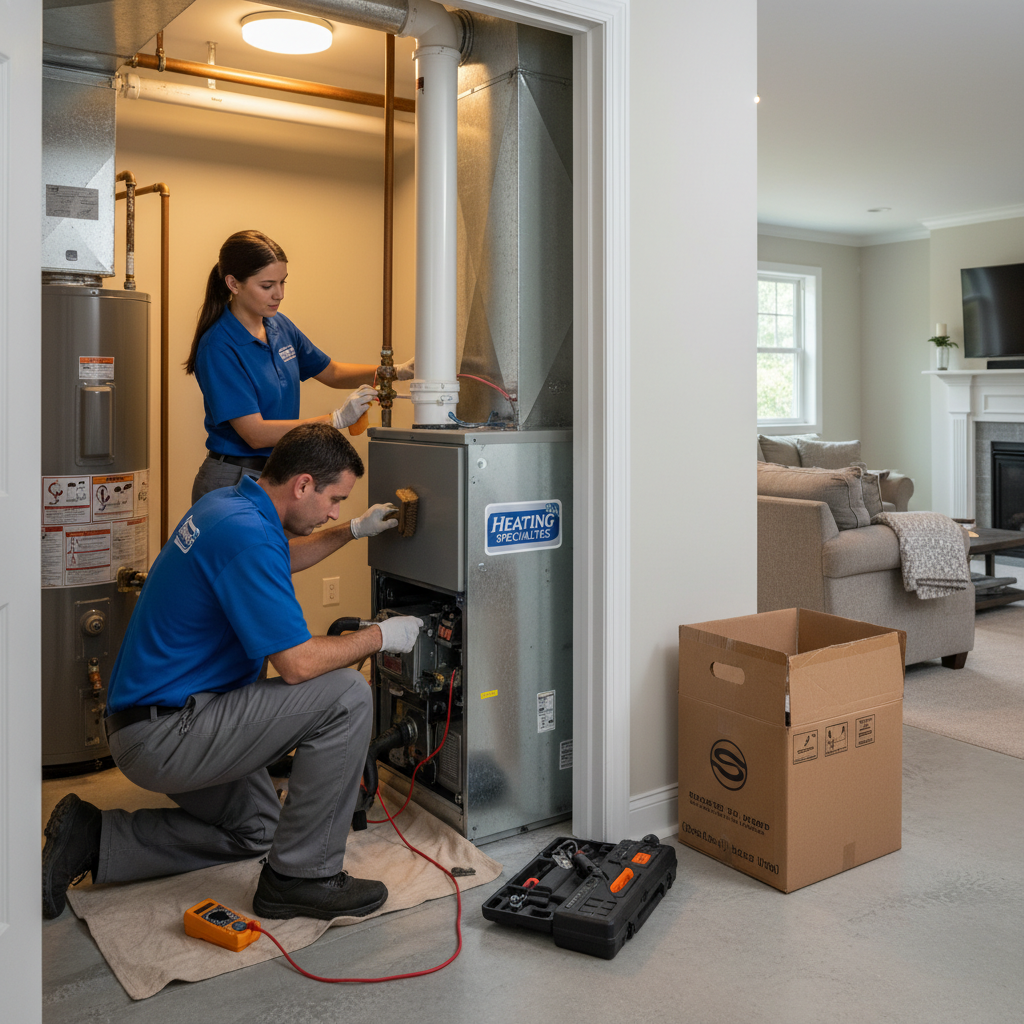 Expert HVAC technician performing heating system repair in a South Jersey home, serving Cumberland, Atlantic, Gloucester, Cape May, and Salem counties.