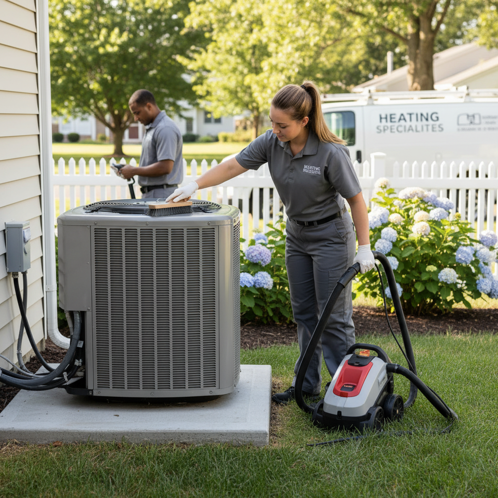 Heating Specialties expert performing HVAC system maintenance in Cumberland, Atlantic, Gloucester, Cape May, and Salem counties, South Jersey.