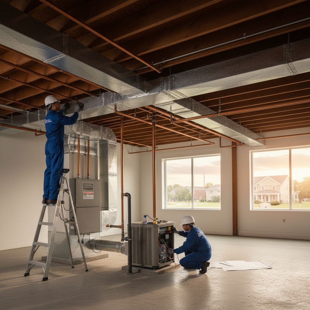 Heating Specialties team installing a new heating system in a South Jersey commercial building.