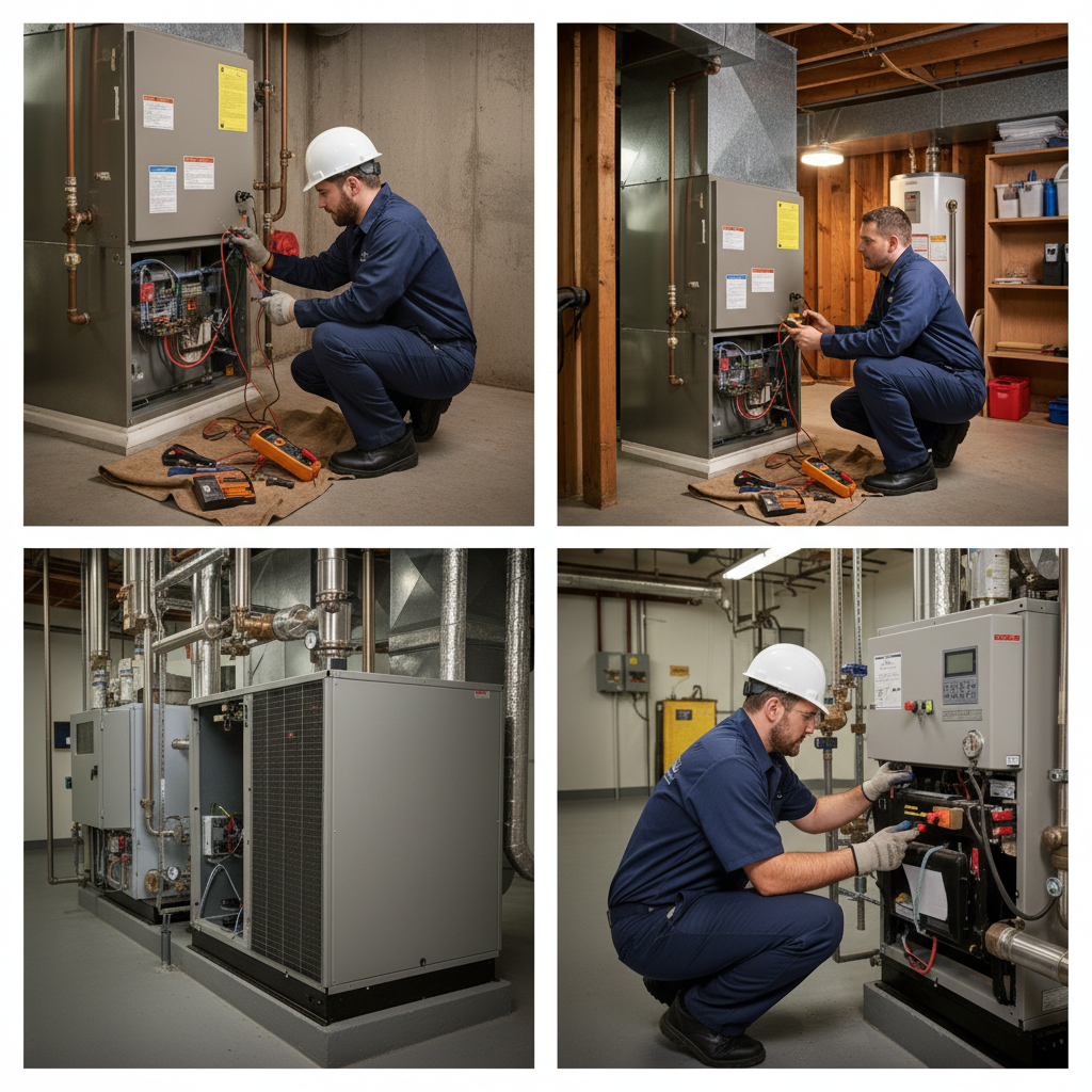 Heating Specialties technician servicing a residential heating unit in Cumberland County, South Jersey.