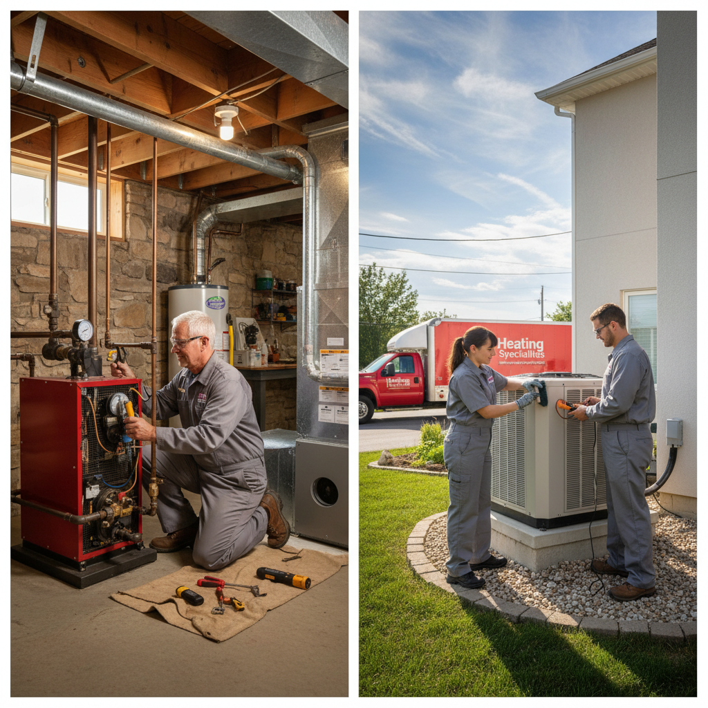HVAC technician installing a new furnace in a South Jersey home, serving Cumberland, Atlantic, Gloucester, Cape May, and Salem counties.