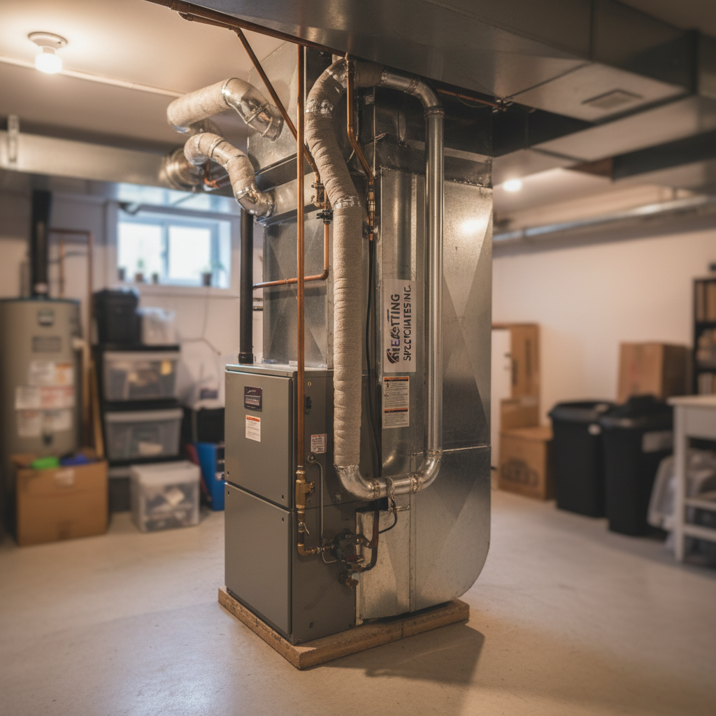 Newly repaired furnace in a Bridgeton, NJ home basement, ready for optimal heating.